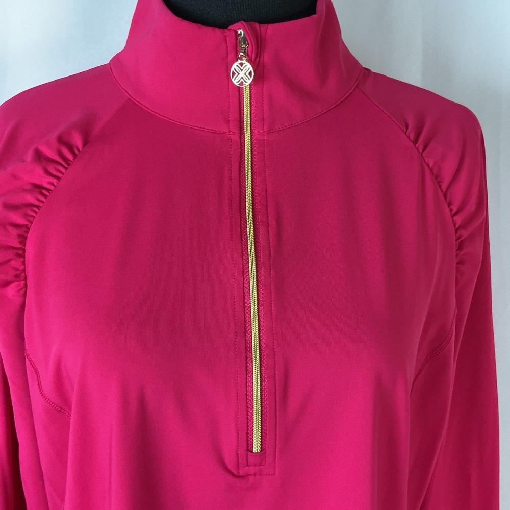 Lilly Pulitzer Bright Pink Half-Zip Pullover with Gold Zipper